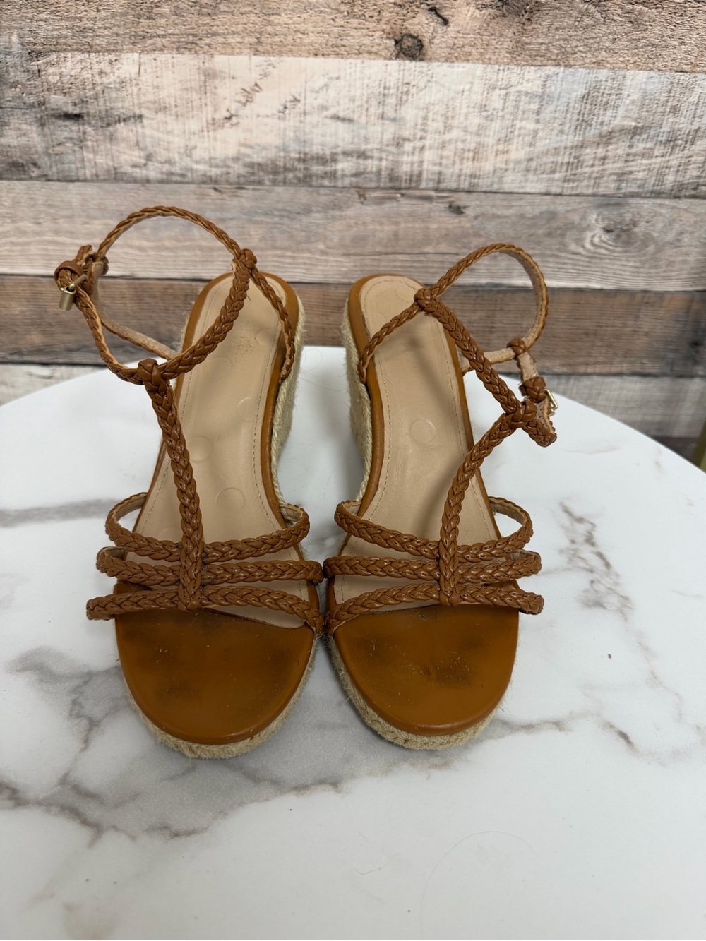Borden Tan Strappy Wedge 38